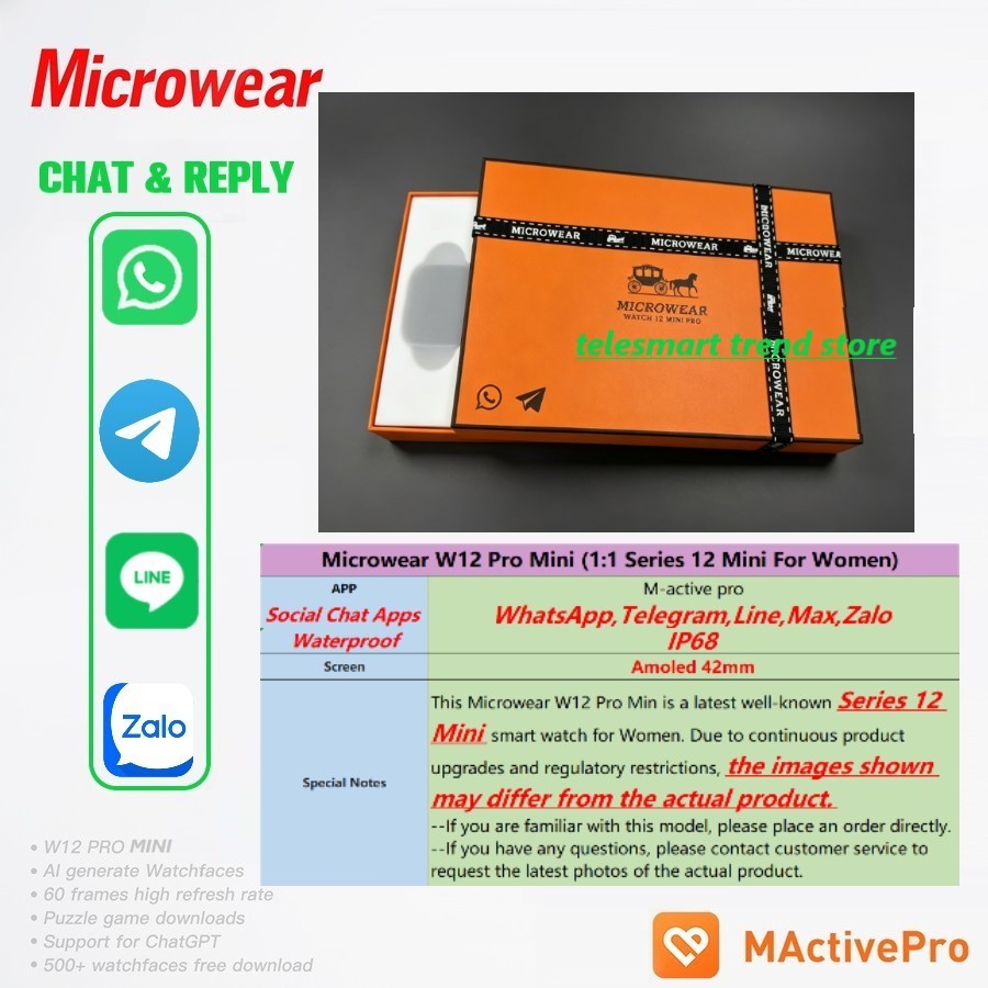 Smartwatch M Active - Reloj Inteligente Microwear W12 Mini Pro,